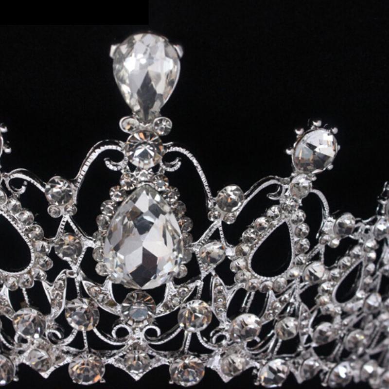Brude Bryllup Crystal Flower Tiara Crown Pearl Rhinestone Hår pannebånd tiaraer