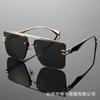 Double Beam Super Large Frame Half Frame Metal Double Beam Outdoor Sunshade Sunglasses Men'S Fashion Sunglasses