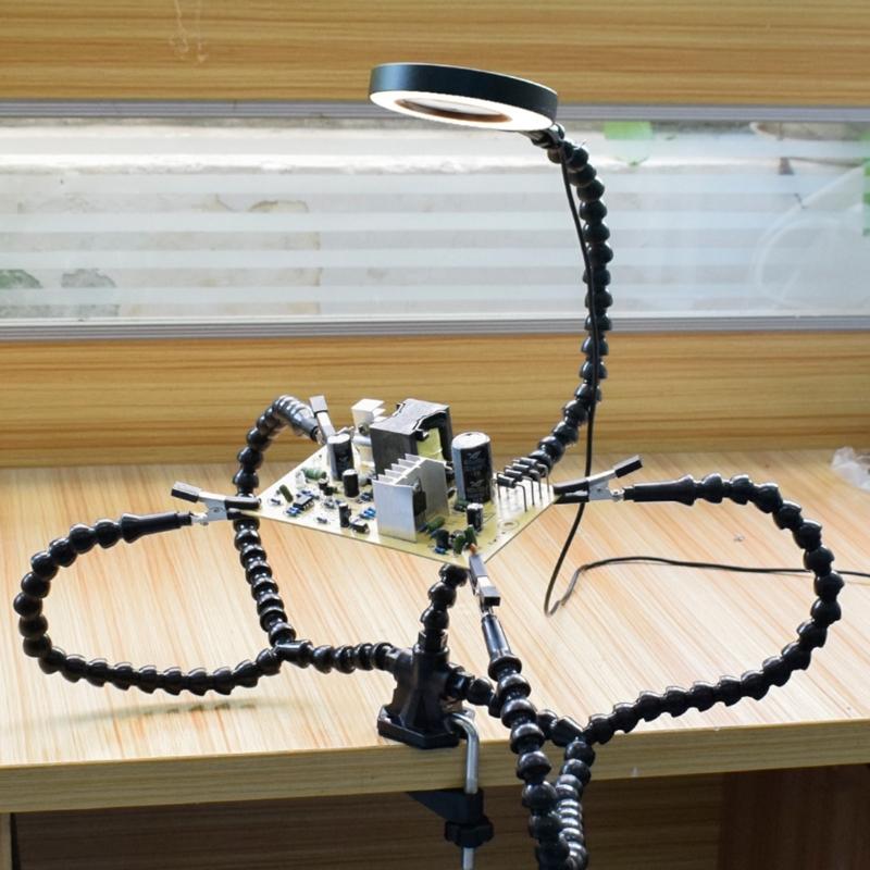 Všestranný pomocník pro pájení - třetí ruka s 3 flexibilními husími krky a klipy, ideální pro pájení a kutilství