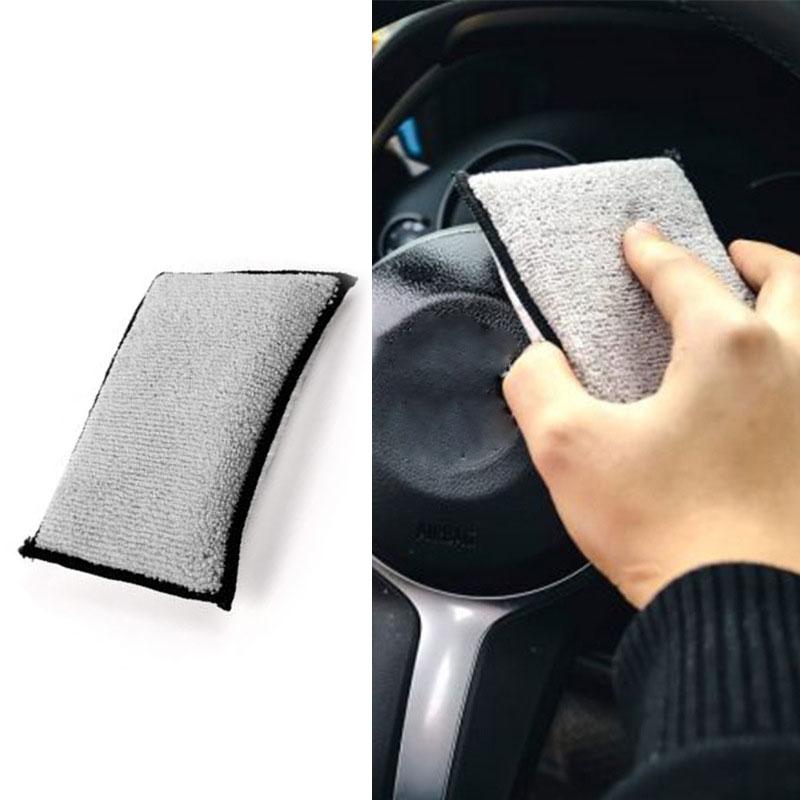 Car Interior Wash  Microfiber Interior Scrubbing Sponge (5”x3.5”) Applicators for Leather,Plastic,Vinyl and Upholstery Cleaning
