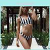 Exquisite Mangopies Women Blue Stripe Bikini Set Radiating Timeless Summer Elegance