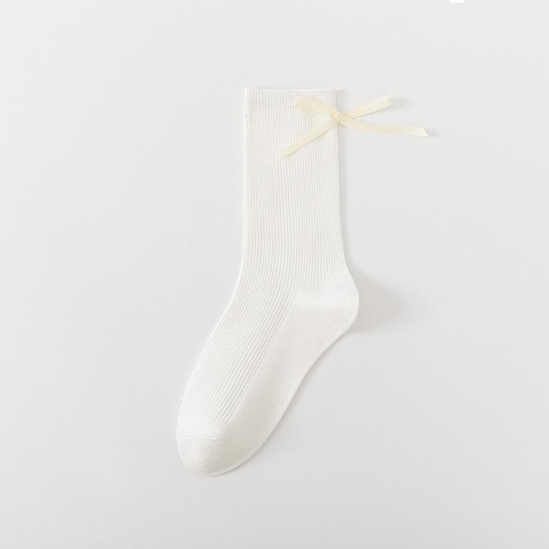 Ladies Spring and Autumn New Style Bow Thin Ballets In The Tube Cotton Socks