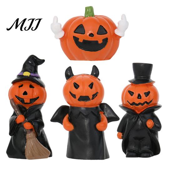 Vivid 3D Pumpkin Statue Ornament, Shape Figure, Mini Resin Halloween Character Combination Decoration for Desktop Micro-Landscapes Parties