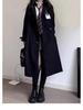 Women's Black Mid-Length Trench Coat - 2023 Spring/Autumn, School Uniform JK Korean Style, Petite Fit.
