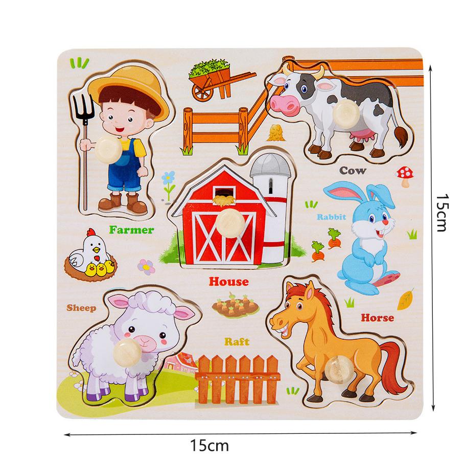 Children Wooden Puzzle Montessori Toys For Baby 1 to 2 3 Years Old Kids Hand Grab Board Educational Learning Matching Games