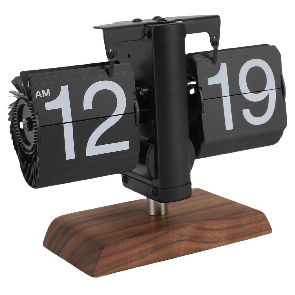 Digital   Desk Clock 12 Hours Battery Powered Retro Mechanical Auto   Down Clock with Wood Base for Living Room