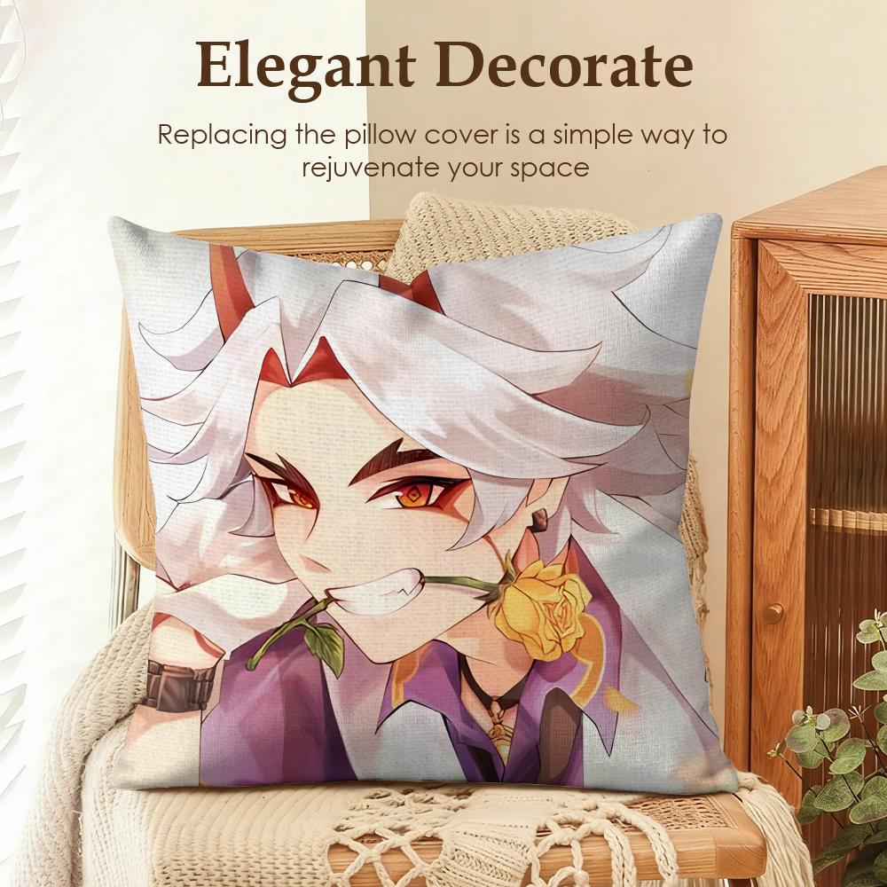 

Arataki Itto Genshin Impact cute Cushion Cover Natural Linen Organic Fabric DoubleSided Printing Sofa Home Decor Pillow Case 30x30cm
