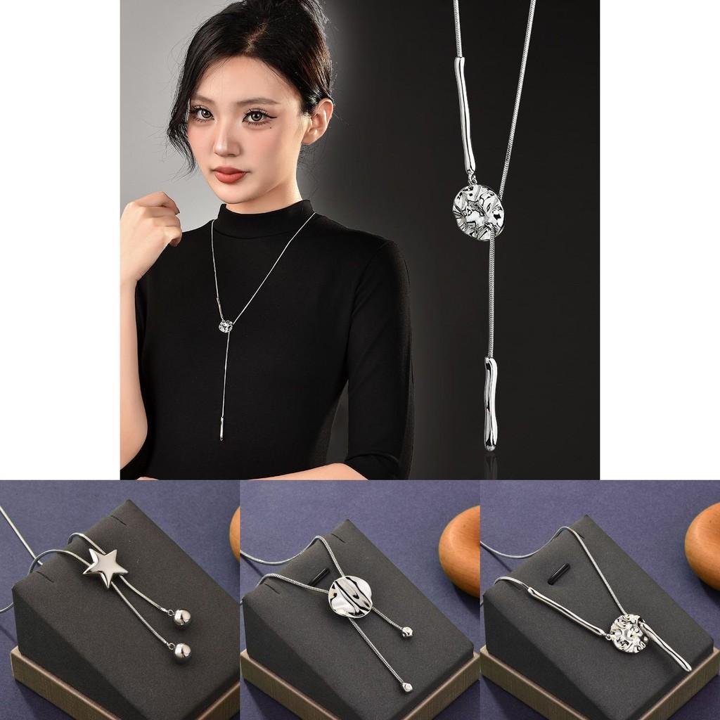 Elegant Geometric Star Pendant Sweater Necklace For Women In Autumn Winter Fashion