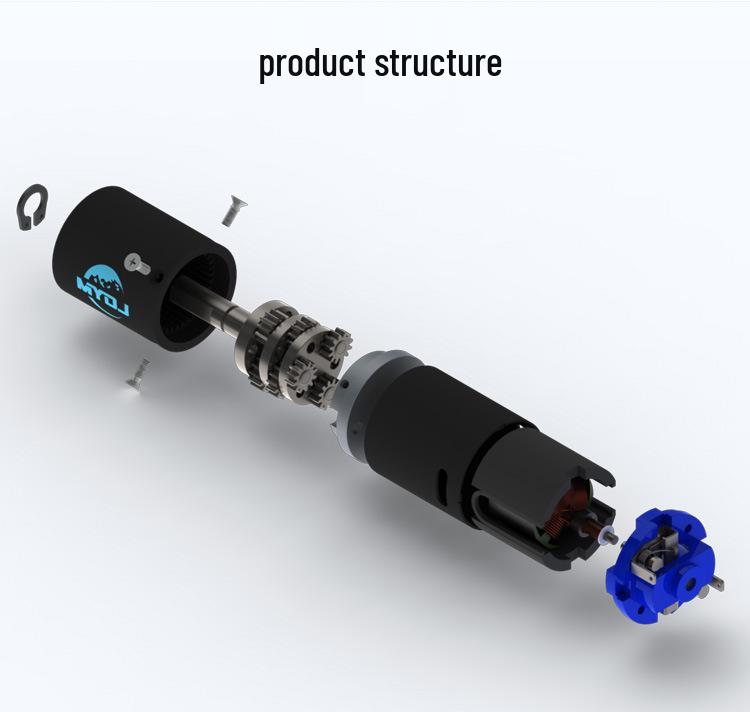 24GP-370 Mini DC Planetary Gear Motor, Adjustable Low Speed 12V/24V/6V, Black