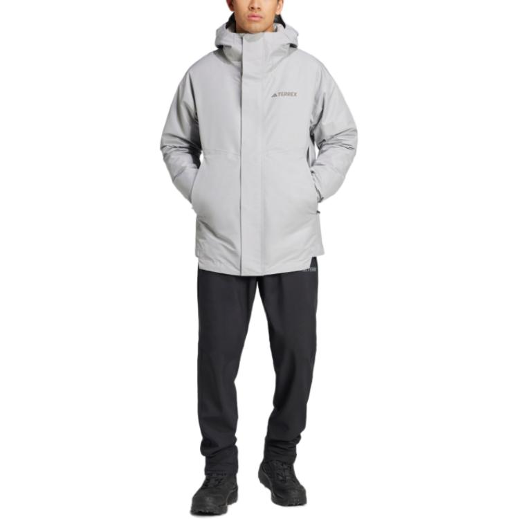 Adidas Waterproof And Windproof To Keep Warm Windbreaker Jacket Men's Gray IX7936