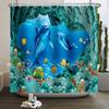 Underwater World Ocean Shower Curtain for Bathroom Seabed Animals Sea Turtle Dolphin Fish Waterproof Bathroom Curtain With Hooks