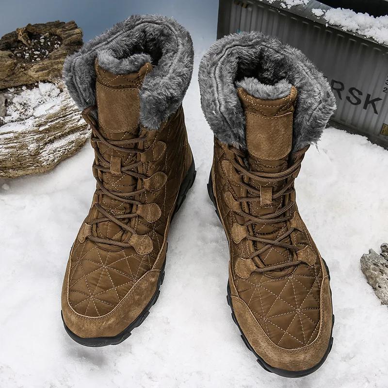 Winter Men Boots 2025 New Warm Plush Snow Boots Women Outdoor Work High Top Casual Shoes Unisex Non-slip Mid-Calf Boots