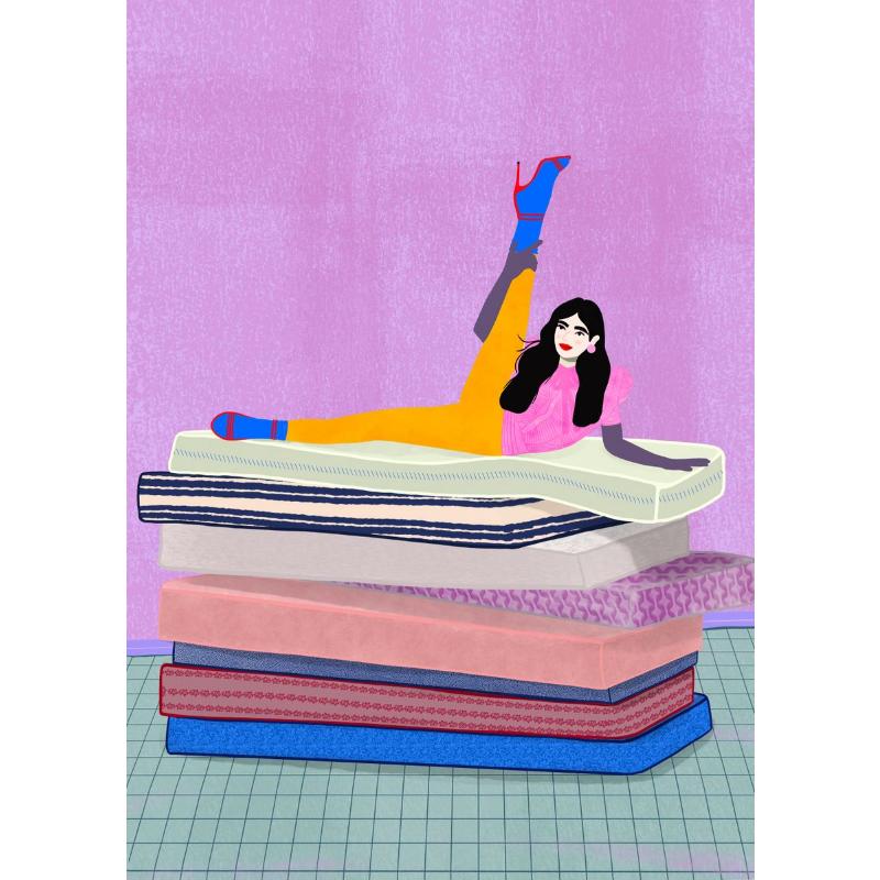 Abstrakte Kunst Frau Stimmung Sofa Dschungel Pyjamas Poster Leinwandmalerei Lustig Alltag Wandkunst Bild Wohnzimmer Heimdekoration