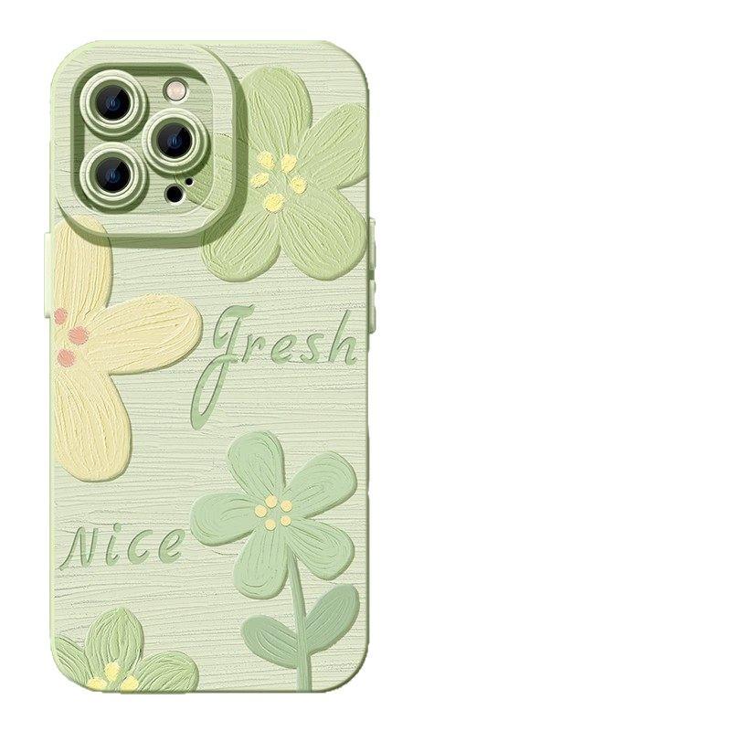Oil Painting Flower Is Suitable for Apple 17 Silicone 16pro Soft 15 Hanging Chain 14 Simple 13iphone High Value Mobile Phone Case