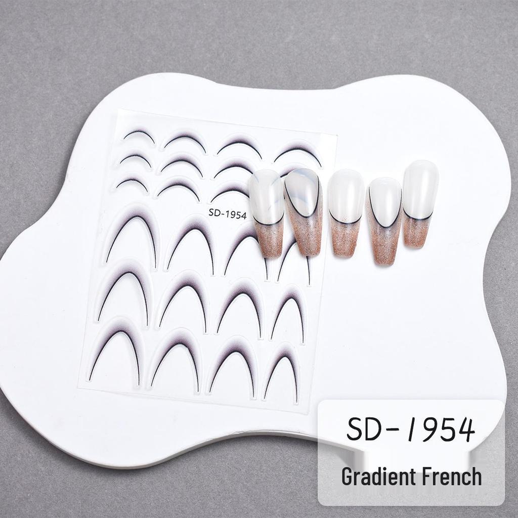 Gradient French Nail Stickers: Durable, Solid Black, White, Burgundy Nail Art Stickers - Trendy Celebrity Style