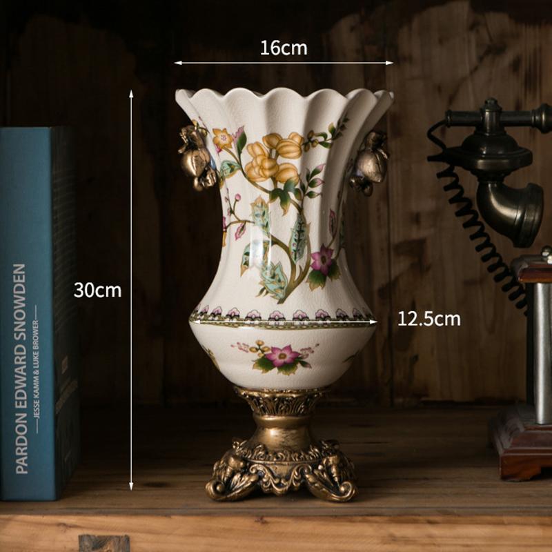 Vaso in Ceramica Ghiacciata Stile Retro Americano Decorazione Tavolo Soggiorno Regalo Inaugurazione Allestimento Floreale Vaso per Fiori Secchi Base Metallica