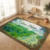 Mountain Landscape Theme Crystal Velvet Floor Rug Personalized Custom Name Text Warm Carpet Home Decoration