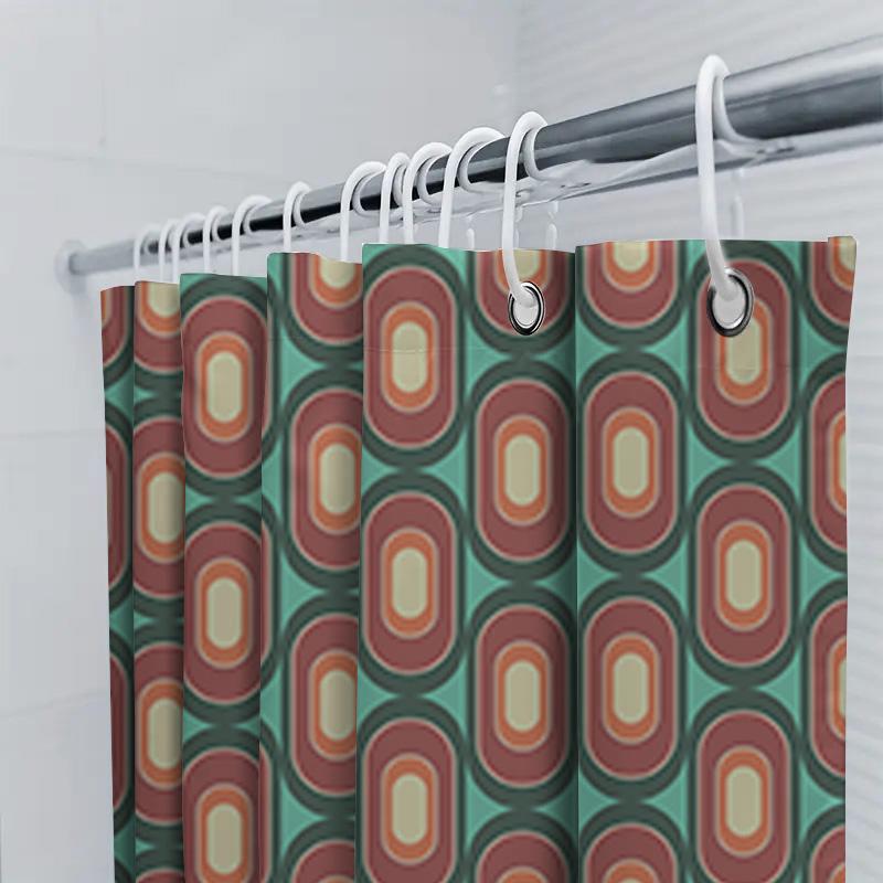 Vintage Retro Style Shower Curtain Classic Colorful Circles Pattern For Bathroom Decor 72'' X 84'' Blue, Red, Beige Green