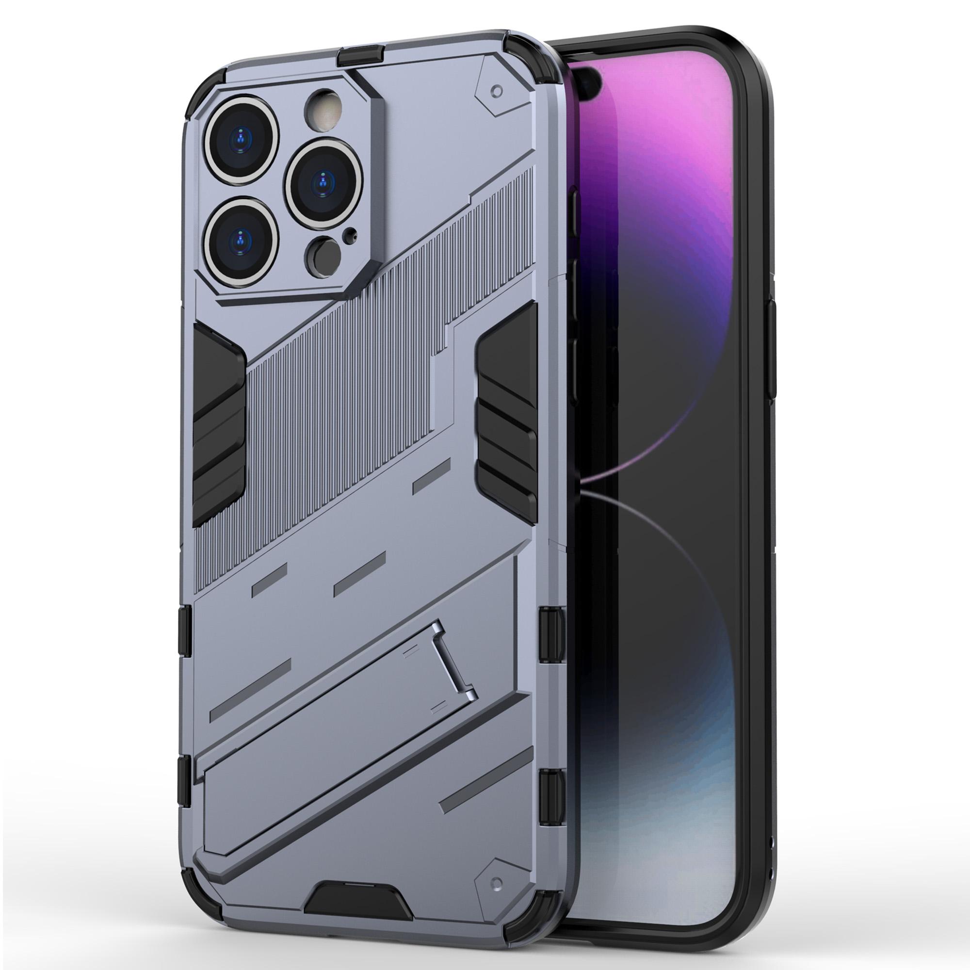 

For iPhone 16 Pro Max Case PC+TPU Shockproof Phone Cover with Kickstand Grey