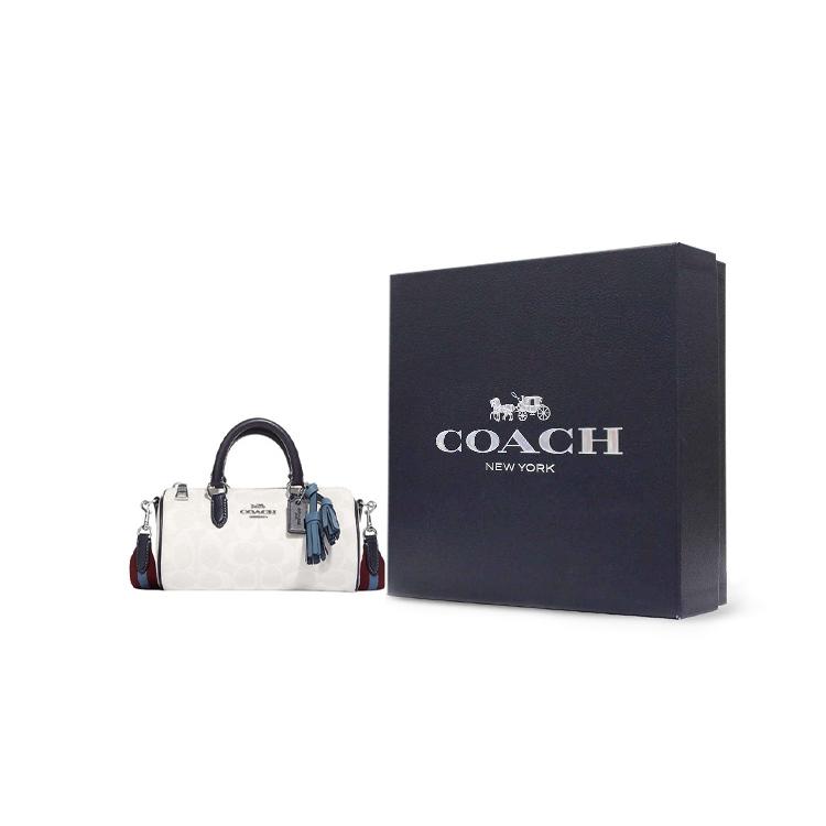 New COACH Lacey Artificial Leather Handbag, Shoulder Bag, Crossbody Bag Medium Size Women's Chalk White & Indigo CB874-SVUON
