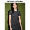 UR 2026 Women's Pleated Slit Round Neck Slim Dress