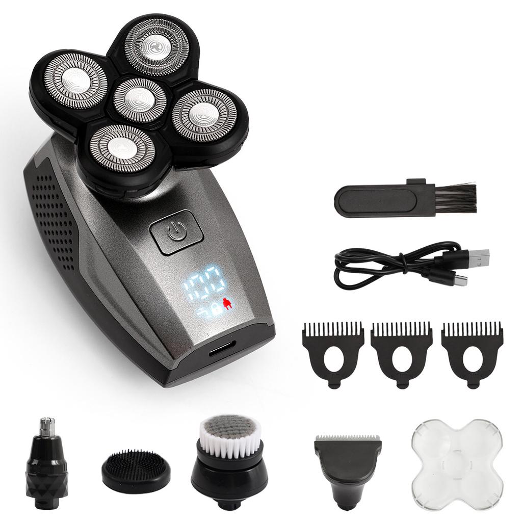 Digital Display Five-in-one Electric Shaver Multi-functional 5-Head Rechargeable Razor Full-body Washable Shaving Machine