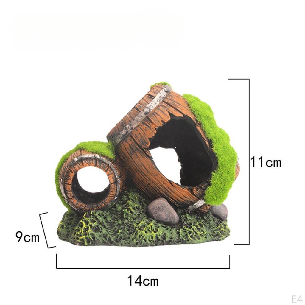 Aquarium Barrel Statue Accessories Fish Ornament Rock Cave Home Aquatic Crafts