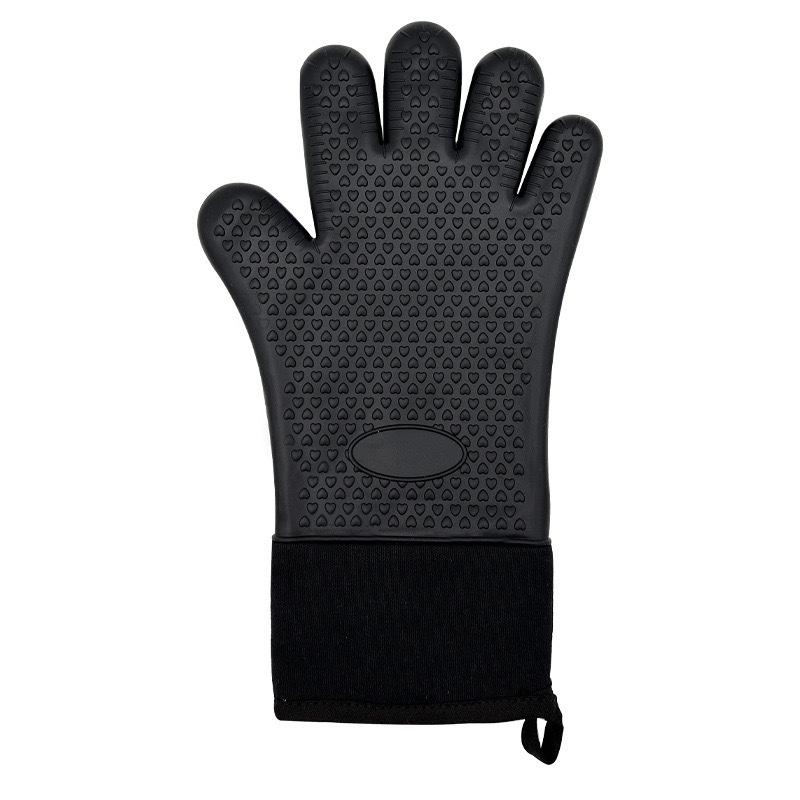 Heat-Resistant Silicone Oven Gloves - Anti-Scald, Waterproof, Flexible, Five-Finger Design for BBQ and Baking.