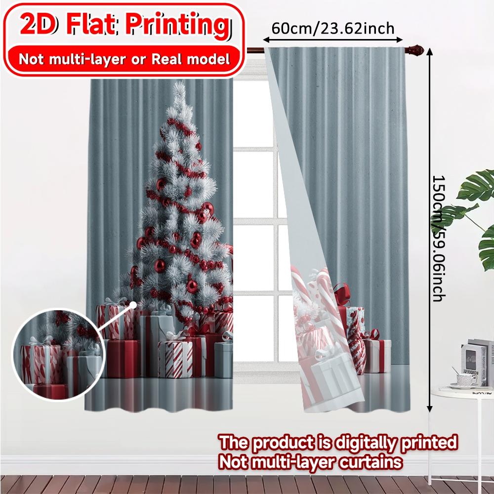 2D Flachdruck 2 Stück Candy Cane Wonderland Beliebte Vorhänge Digital Bedruckte Garnvorhänge Dekorationen Verwendung für Wohnzimmer