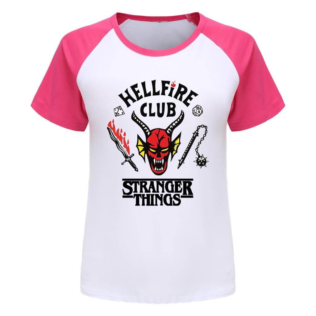 5253 Kids Boys Girls Stranger Print Raglan Short Sleeves T-Shirt