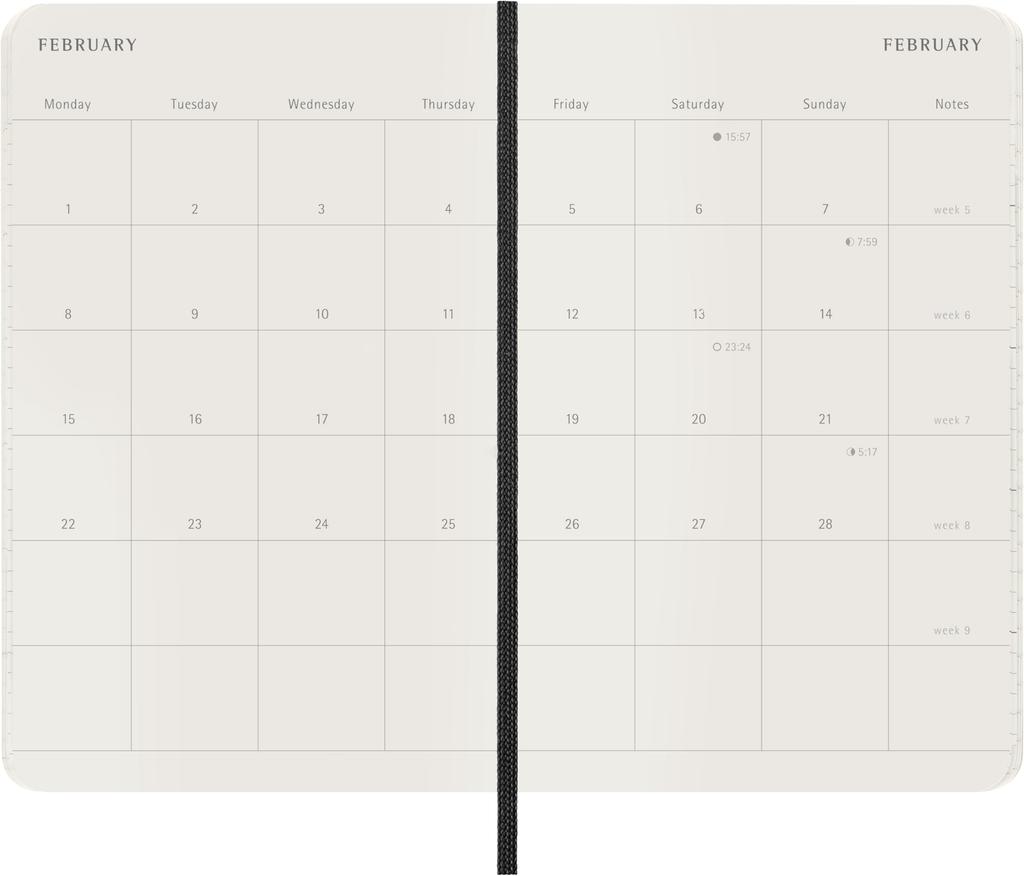 Moleskine 2027 Monthly January 12 Pocket Size x Soft Black DSB12MN2Y27 Diary, Start, Months, (9cm 14cm), Cover,
