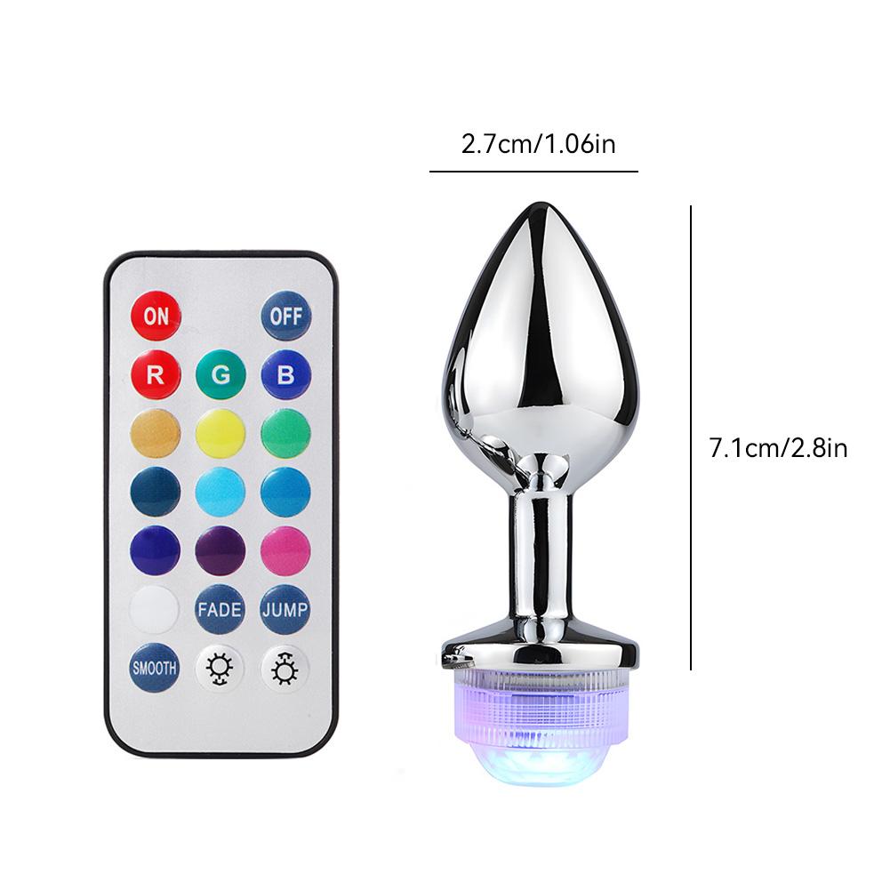 Wireless Remote Control Metal Luminous Anal Plug Prostate Massage Butt Plug with LED Anal Tail Sex Toy Adult Products for Women