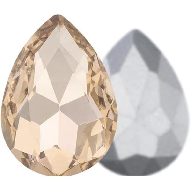 Gold Champagne Teardrop Crystal Rhinestones, 50 Pcs Pointed Back Rhinestone Bulk, 18x25mm Large Glass Crystal Rhinestones Gems for Craft Decor