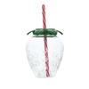 Portable Strawberry Shaped Water Bottle with Straw Cute Plastic Cup for Everyday Use