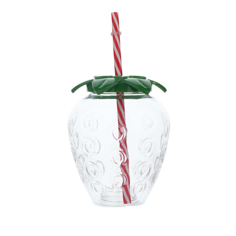 

Strawberry Shaped Plastic Cup With Straw Cute Water Bottle Portable Drinking Cup Beverage Cups For Summer Party Home Use Clear Strawberry