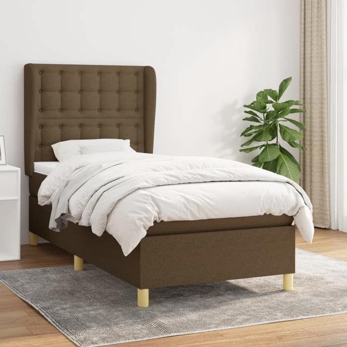 3128824 vidaXL Bed Base with Mattress Dark Brown 100x200 Cm