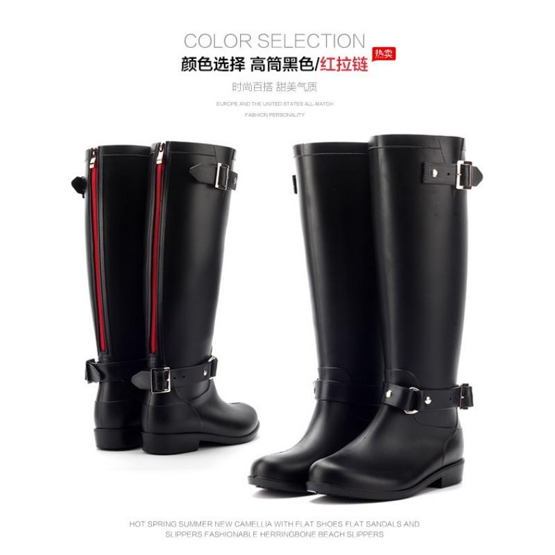 Height-increasing and thin locomotive boots women's fashion rain boots long tube water shoes waterproof and non-slip high tube rain shoes Martin boots
