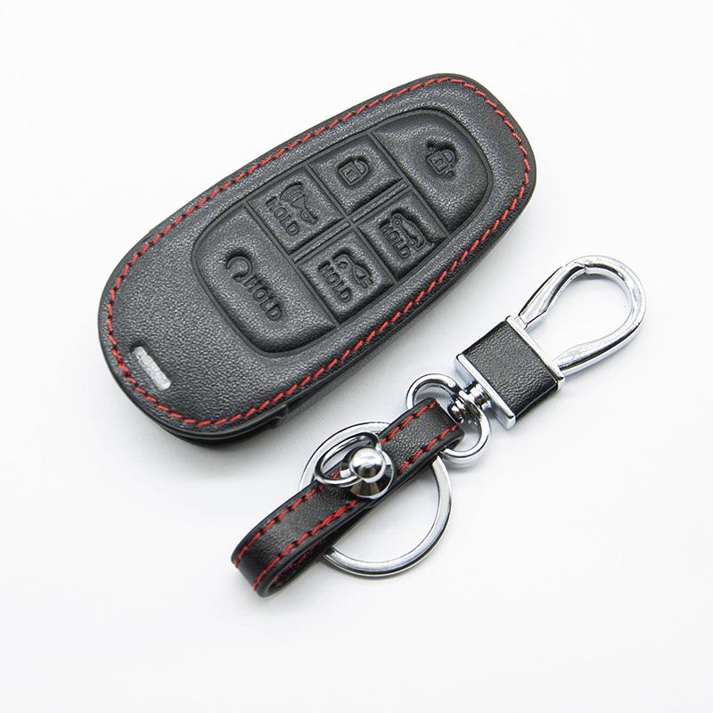 Leather Key Holder for Hyundai Parisdi/New Tucson L/Nexo 6-Button