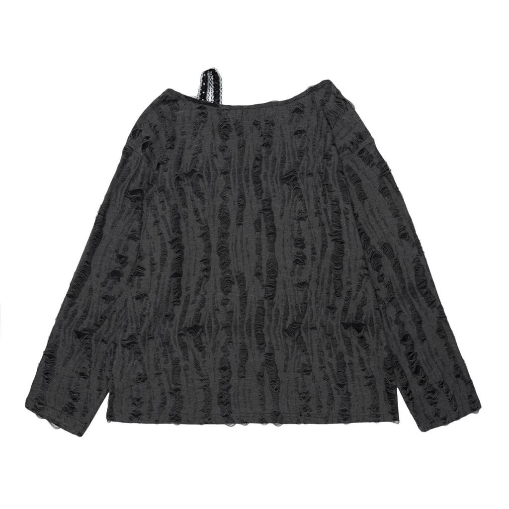 2KWEIRD Y2k Aesthetic Sexy Off Shoulder Lace Patchwork T-shirt Streetwear Letter Printing Tshirts Women Grunge Hole Loose Harajuku Tees