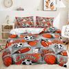 Basketbal Court Print Beding Set Quen Sized Dimensions,Bal Sports Games Themed Soft Duvet Cover, Young Boys Game Rom Decor Warm Comforter Soft Duvet