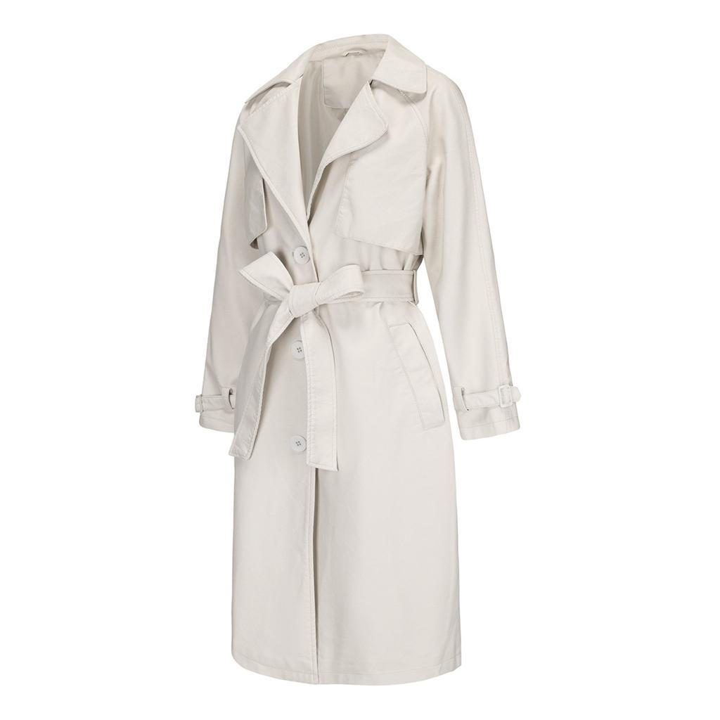 Moda feminina cor sólida ao ar livre corta-vento casual solto jaqueta lapela casaco