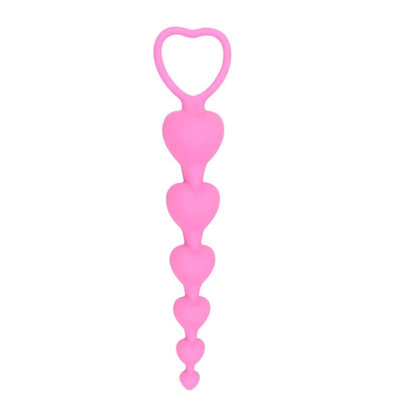 Silicone Heart-Shaped Beaded Anal Plug - Erotic SM Toy & Dilator