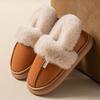 Bag Heel Leather Cotton Slippers Women's Autumn and Winter Waterproof and Velvet Warm Thick Bottom Non-slip Home Wear Plush Cotton Shoes