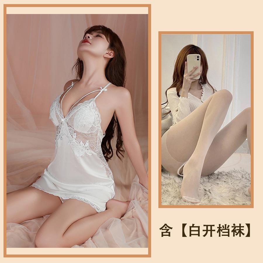 Sex Underwear Summer Sexy Backless Temptation Plus Chest Pads Gather Suspenders Nightgown Robe Loungewear Set
