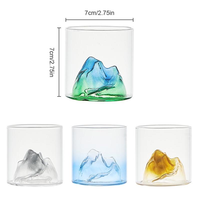 Tasse en verre à fond épais, Design créatif de chaîne de montagnes, tasse à haute teneur en Borosilicate