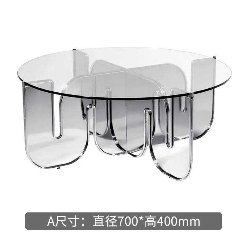 Acrylic coffee table creative personality advanced lighting luxury transparent glass round living room modern coffee table