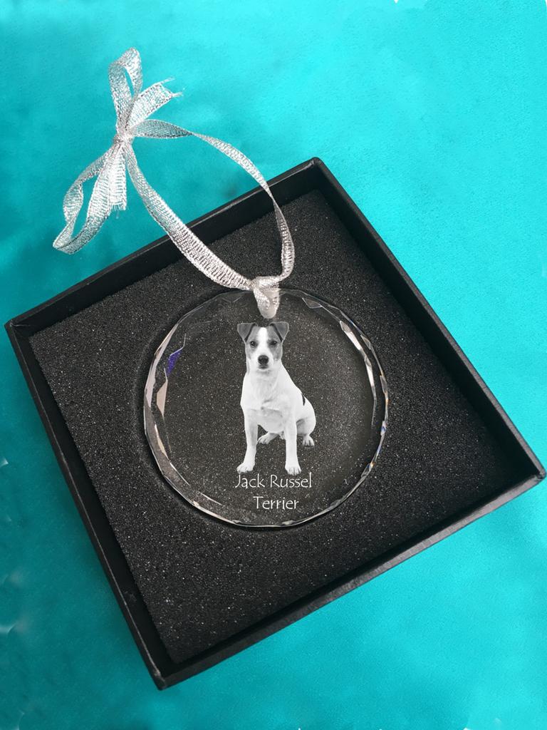 Jack Russell Terrier - Crystal Bauble with a Photo, Dog Photo In Crystal, Personalized Christmas Tree Ornament by Art-Dog Brand