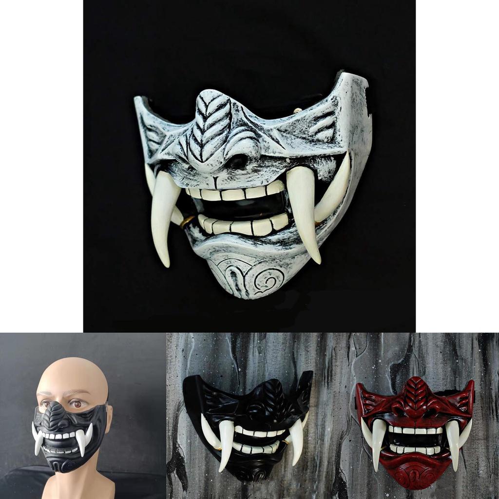 Teufelskrieger Hannya Halbgesichts Latexmaske Halloween Kostüm Requisite Furchteinflößende Cosplay Requisite