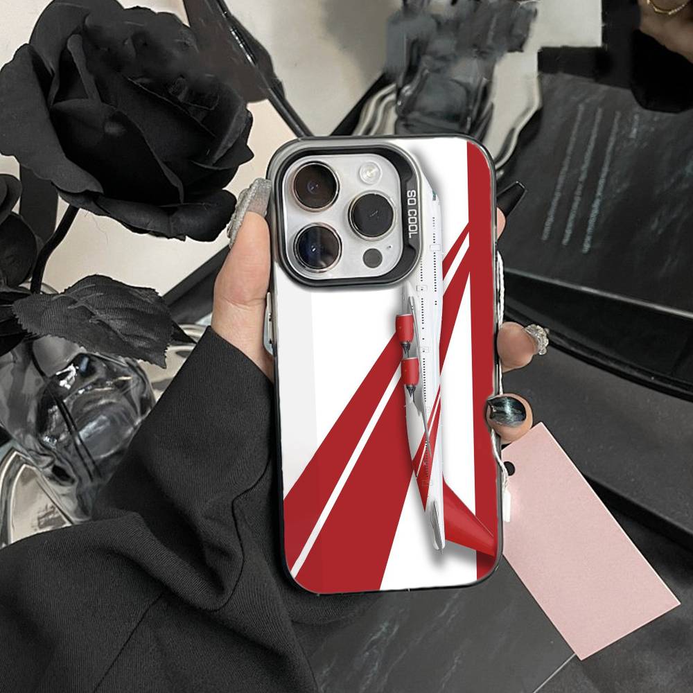 B-Graffiti Travel Airplane Pattern Phone Case For IPhone 16 17 15 14 12 13 Pro Max white Color Shockproof Cover
