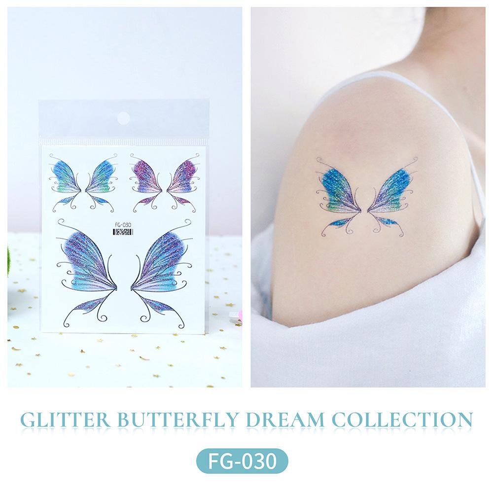 Ruikalong Waterproof Long-Lasting Glitter Butterfly Tattoo Sticker for Children's Makeup